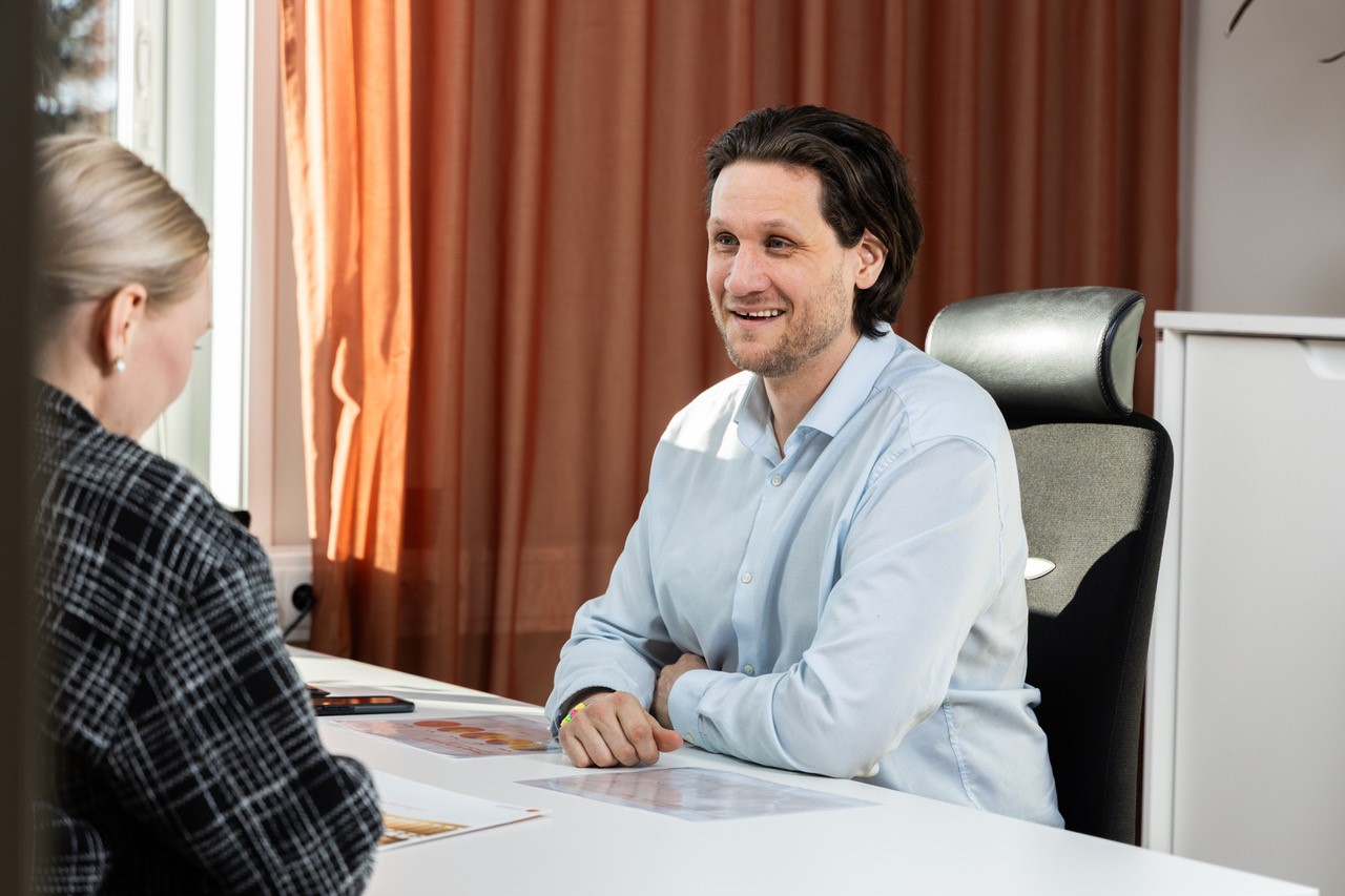 Happy man in meeting
